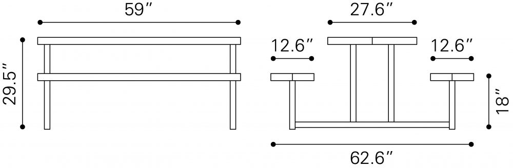 Zuo Modern Cuomo Picnic Table Gray & Silver - 703784