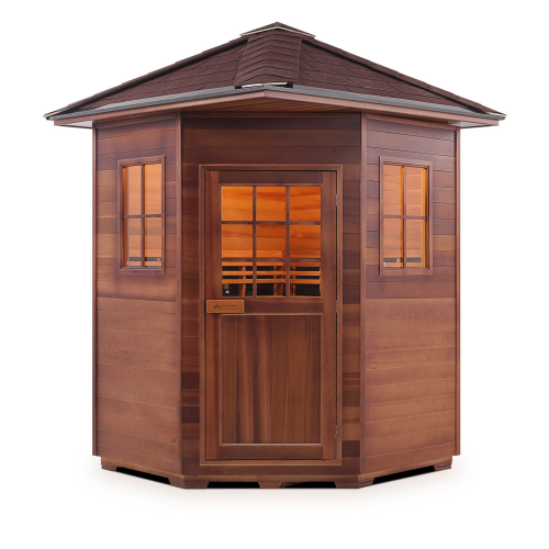 Enlighten Sapphire 4C Outdoor Hybrid Sauna - Infrared/Traditional - H-16379