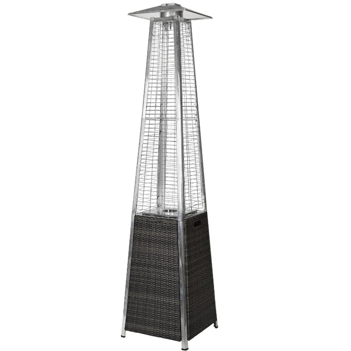 RADtec 89" Tower Flame Propane Patio Heater - Black & Grey Wicker (41,000 BTU) - TF-WBG